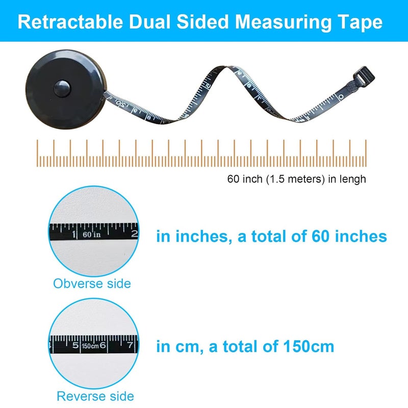 Tesdluy 4 Pack Tape Measure Retractable Measuring for Body Fabric Sewing Tailor Cloth Knitting Craft Measurements, 60-Inch Soft Measuring Tape Double Scales Rulers for Body Weight - Image 4
